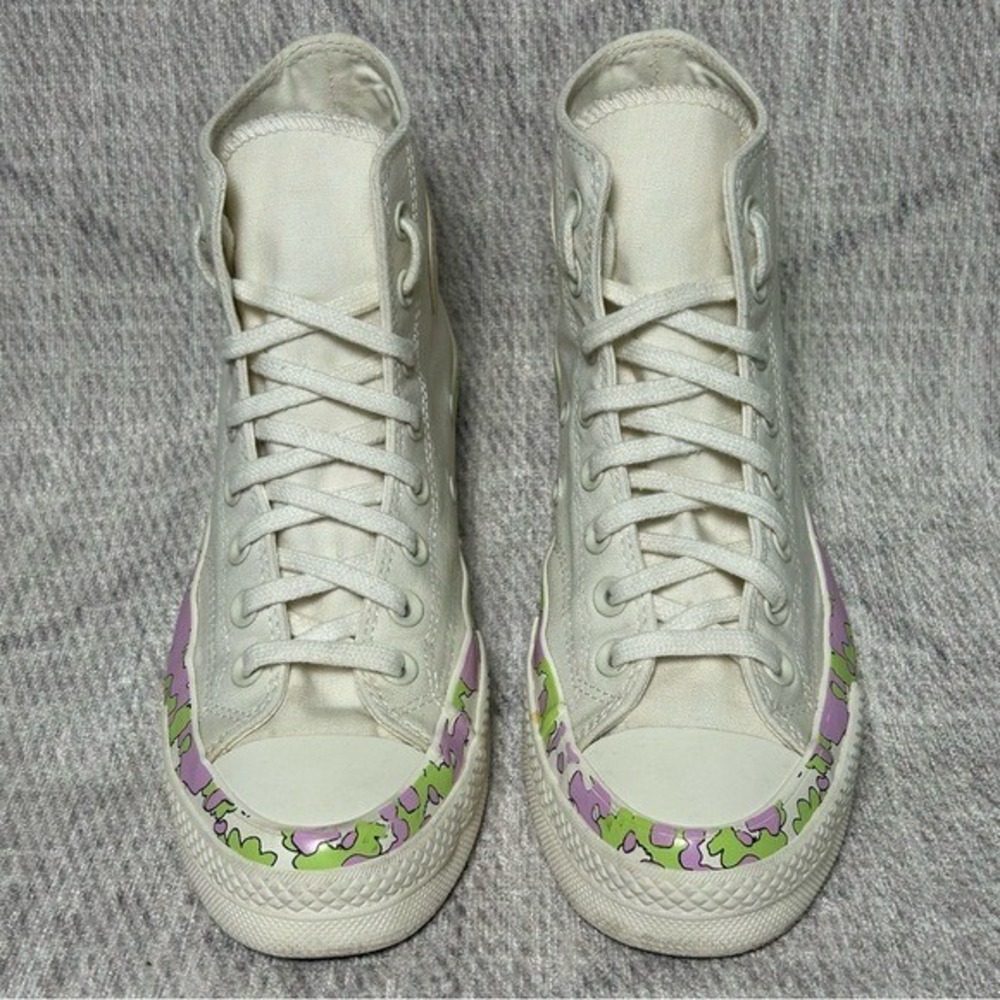 Converse Chuck Taylor‎ 70 High Crafted Floral White Ivory Lime Pink Women's 8.5 - Picture 4 of 9